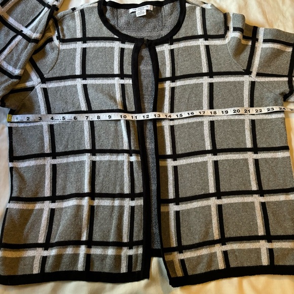 Liz Claiborne Women’s gray plaid cardigan sweater Open Front Sz 1X - Picture 4 of 9